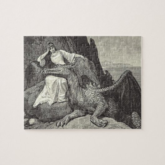 Haustier-Drache und Mädchen Puzzle (Horizontal)