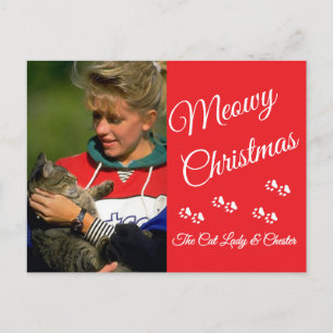 Haustier-Eltern Pfotenabdrücke Rot Weiß Weihnachte Postkarte