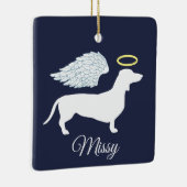 Haustier-Erinnerungsengels-Flügel u. Halo-Dackel Keramikornament (Rechts)