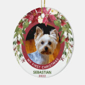 Haustier Erste Weihnachten 2 Foto 2 Seite Blumenst Keramik Ornament (Links)