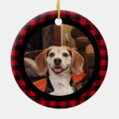 Haustier Erste Weihnachtsbüffel Kariert 2-Foto 2 S Keramik Ornament (Hinten)