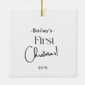 Haustier Erste Weihnachtszeit Foto Minimalistische Keramikornament (Rückseite)