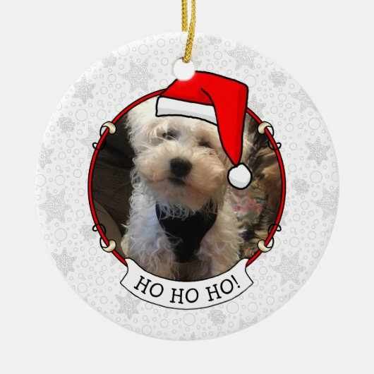 Haustier Foto Erste Weihnachtsmannmütze Weihnachte Keramik Ornament (Vorne)