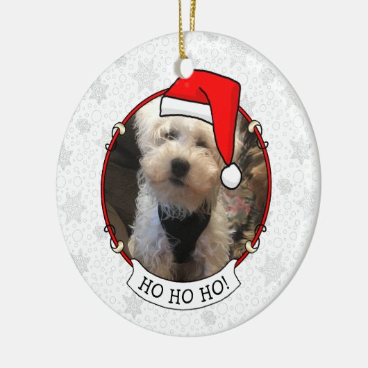 Haustier Foto Erste Weihnachtsmannmütze Weihnachte Keramik Ornament (Links)