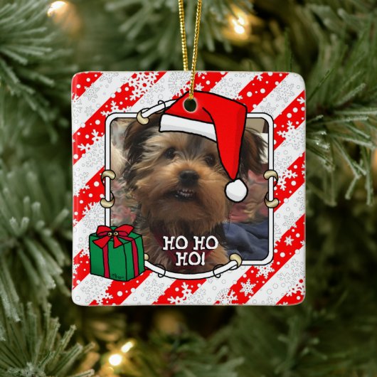 Haustier Foto Erste Weihnachtsmannmütze Weihnachte Keramikornament (Baum)