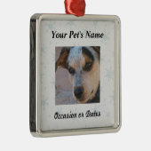 Haustier-Foto mit Winter-Schnee-Hintergrund Ornament Aus Metall (Rechts)