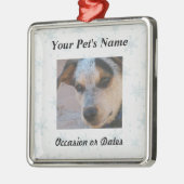 Haustier-Foto mit Winter-Schnee-Hintergrund Ornament Aus Metall (Links)
