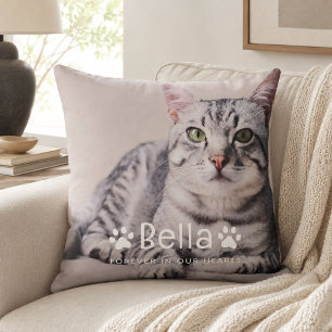 Haustier-Gedenkpfotenabdruck-Foto-Katze Kissen