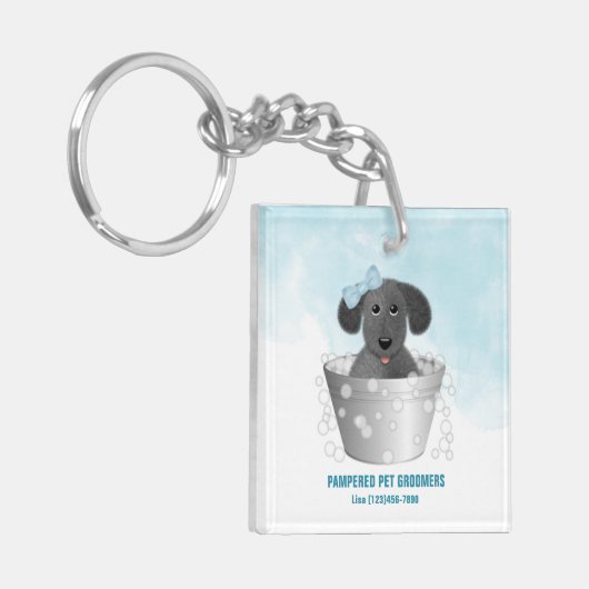 Haustier Groomer Welpe in Tube Schlüsselanhänger (Vorderseite links)