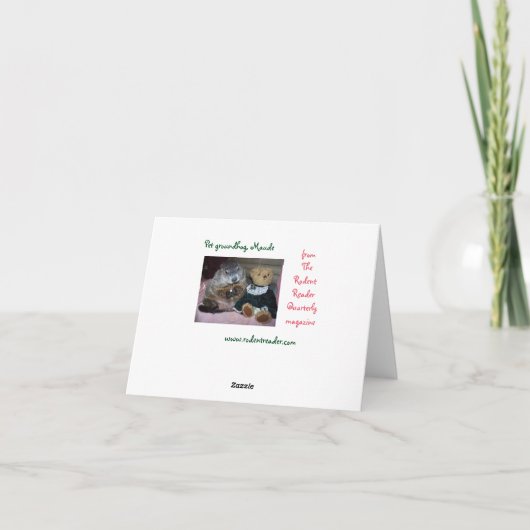 Haustier Groundhog Maude mit Teddy Note Card Karte (Rückseite)
