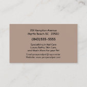 Haustier-/Hauswirtschaftskarte Visitenkarte (Rückseite)