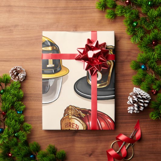 Haustier-Helm-Muster-Feuerwache-Wrap Geschenkpapier (Feiertagsgeschenk)