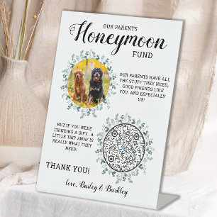 Haustier Hochzeithund Foto Honeymoon Fund Venmo QR Sockelschild