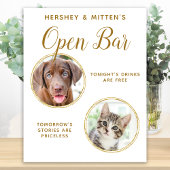 Haustier Hochzeitshund Offenes Bar Elegantes Gold Poster
