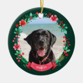 Haustier Hund 2 Foto Weihnachtskranz Keramik Ornament (Vorne)