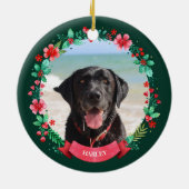 Haustier Hund 2 Foto Weihnachtskranz Keramik Ornament (Hinten)