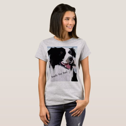 Haustier Hund Border Collie Portrait T-Shirt (Vorne ganz)