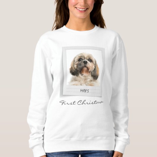 Haustier Hund Foto Erste Weihnacht Personalisiert Sweatshirt (Vorderseite)