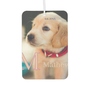 Haustier-Hund-Foto-est-Jahr-Name-Monogramm-Katze-E Autolufterfrischer