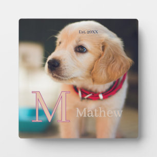 Haustier-Hund-Foto-est-Jahr-Name-Monogramm-Katze-E Fotoplatte