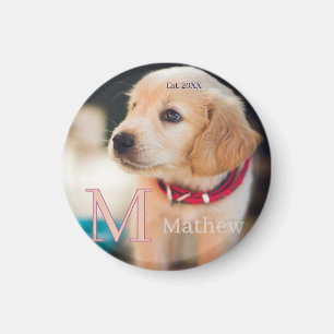 Haustier-Hund-Foto-est-Jahr-Name-Monogramm-Katze-E Magnet