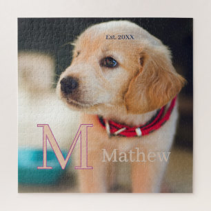 Haustier-Hund-Foto-est-Jahr-Name-Monogramm-Katze-E Puzzle