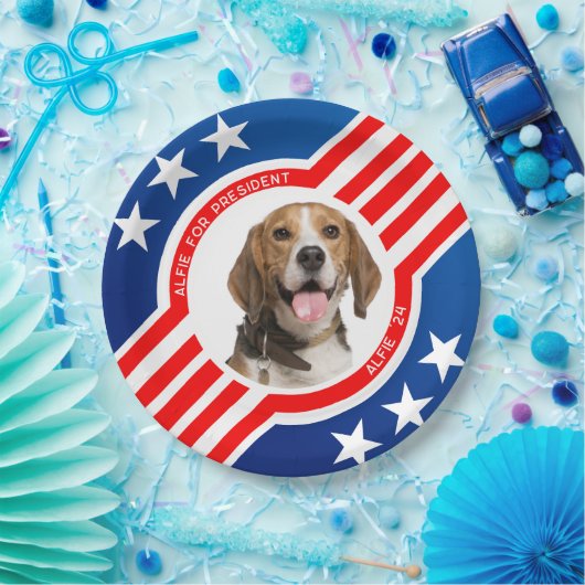 Haustier Hund für Präsident Foto USA Wahlen 2024 Pappteller (Party)