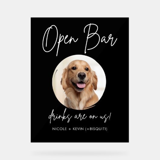 Haustier Hund Hochzeit Offene Bar Drinks Cocktail  Acrylschild (Vorderseite)