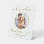 Haustier Hund Hochzeit Offene Bar Personalisierte  Sockelschild (Vorderseite)