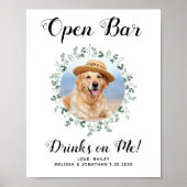 Haustier Hund Hochzeit Open Bar Custom Foto Drinks Poster (Vorne)