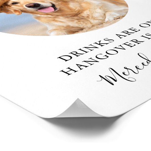 Haustier Hund Hochzeit Open Bar Custom Foto Drinks Poster (Ecke)