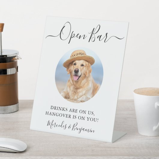 Haustier Hund Hochzeit Open Bar Custom Foto Drinks Sockelschild (In SItu)