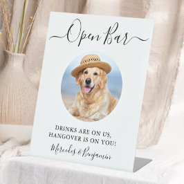 Haustier Hund Hochzeit Open Bar Custom Foto Drinks Sockelschild