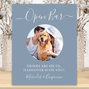 Haustier Hund Hochzeit Open Bar Dusty Blue Custom  Poster