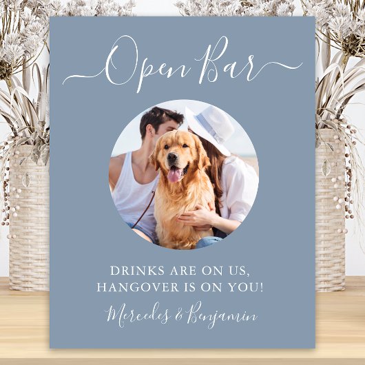 Haustier Hund Hochzeit Open Bar Dusty Blue Custom  Poster