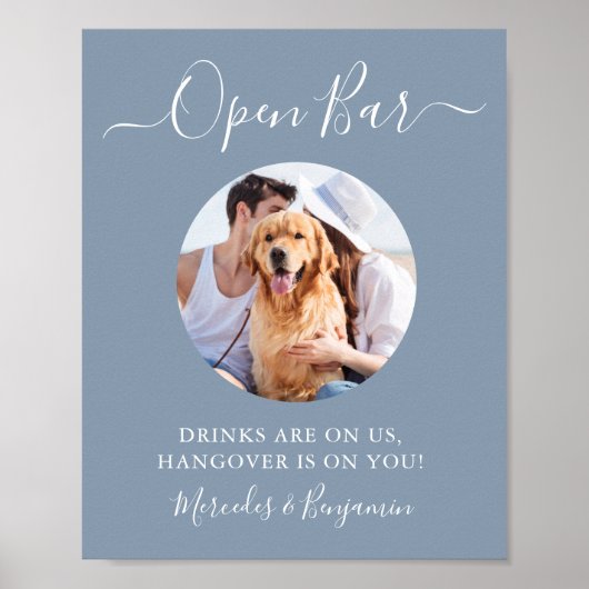 Haustier Hund Hochzeit Open Bar Dusty Blue Custom Poster (Vorne)
