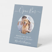 Haustier Hund Hochzeit Open Bar Dusty Blue Custom  Sockelschild (Vorderseite)