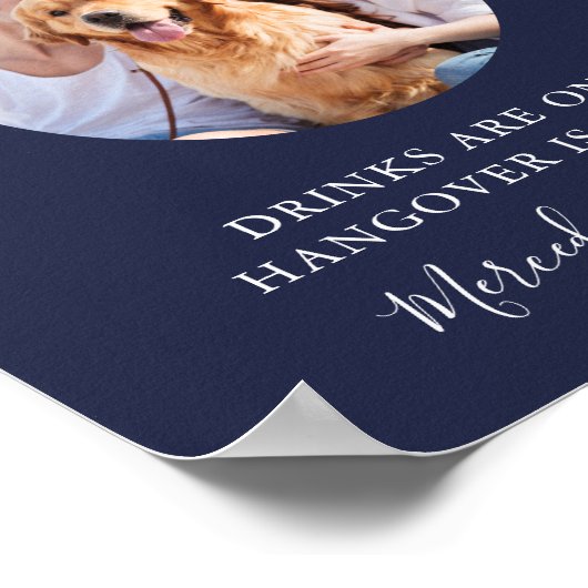 Haustier Hund Hochzeit Open Bar Navy Blue Custom F Poster (Ecke)