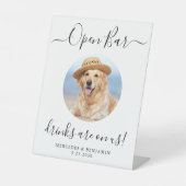 Haustier Hund Hochzeit Open Bar Personalisiert Dri Sockelschild (Vorderseite)