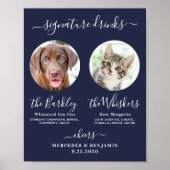 Haustier Hund Hochzeit Signature Drinks Foto Navy Poster (Vorne)