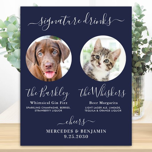 Haustier Hund Hochzeit Signature Drinks Foto Navy Poster