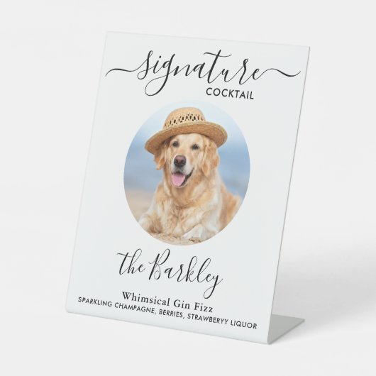 Haustier Hund Hochzeit Unterschrift Cocktail Custo Sockelschild (Vorderseite)