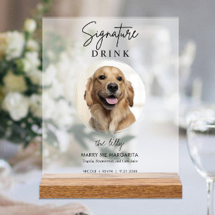 Haustier Hund Hochzeit Unterschrift Drinks Cocktai Acrylschild
