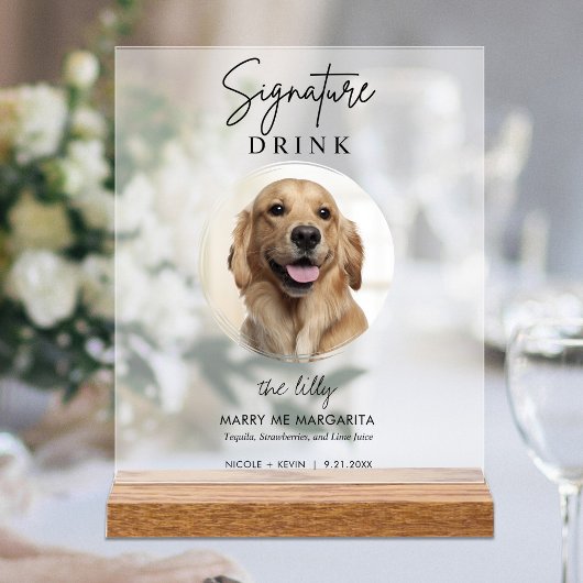 Haustier Hund Hochzeit Unterschrift Drinks Cocktai Acrylschild