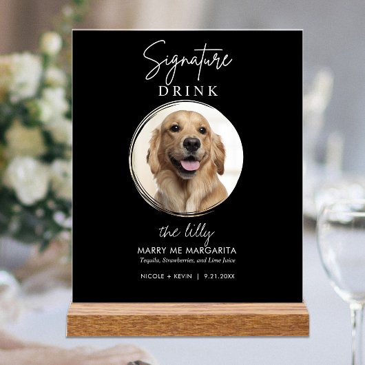Haustier Hund Hochzeit Unterschrift Drinks Cocktai Acrylschild