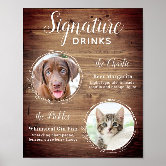 Haustier Hund Hochzeit Unterschrift Getränke Custo Poster (Vorne)