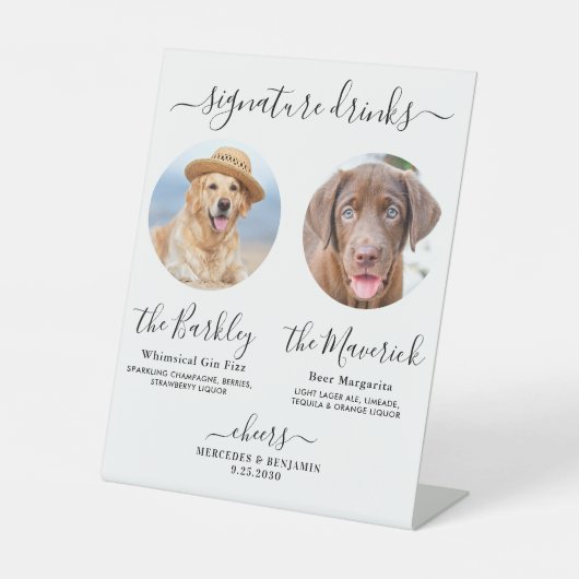 Haustier Hund Hochzeit Unterschrift Getränke Custo Sockelschild (Vorderseite)