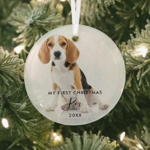 Haustier Hund Katze Foto Mein erstes Weihnachten Ornament Aus Glas