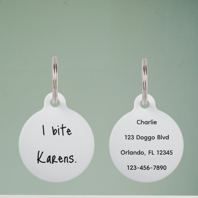 Haustier Hund Katze I Bite Karens Funny Collar Cus Haustiermarke (Von Creator hochgeladen)
