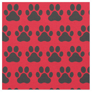 Haustier Hund Katze Pfotenabdrücke Rot Schwarz Stoff